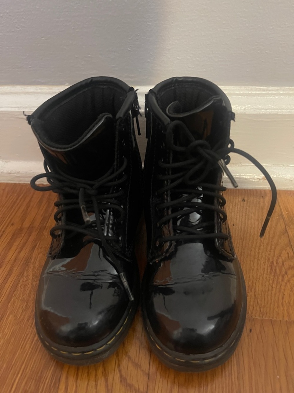 Little Kids Dr. Martens 1460 Patent Leather Lace-Up Boots